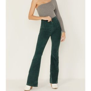 Free people Jayde cord high rise flare in forest green